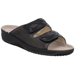 ROHDE 1947 Ladies Black Leather Backless Sandals/Slippers