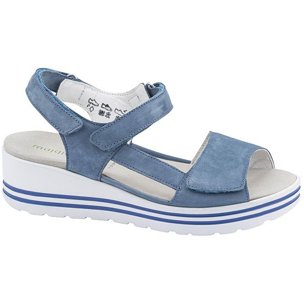 WALDLAUFER H MICHELLE Ladies Blue Denim Leather Nubuck Velcro Sandal 728003 191 263